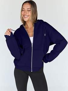 Sudaderas con cremallera y capucha de gran tamaño para mujer, chaquetas informales de moda de otoño para invierno, ropa de punto transpirable - Product Image 2