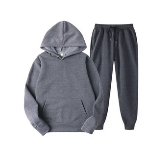 Ensemble deux pièces en polaire pour hommes, haut à capuche et pantalon évasé empilés, tenue de rue chaude d'hiver, tenue décontractée et confortable - Product Image 6