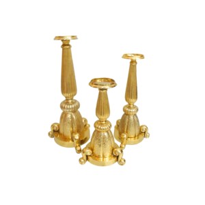 Bougeoir à design géométrique, décoration de Noël, en cuivre, design en fonte d'aluminium, plaqué or antique - Product Image 2