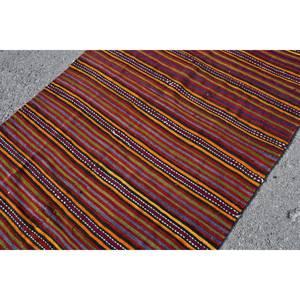 Vintage Turkish <b>Rug</b> 3.8 X 7.6ft Ethnic Red Black 10mm 100% Wool <b>Boho</b> Rectangular Hallway Abstract Patchwork Design for Living - Product Image 5