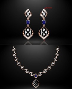 Ensemble de cadeaux de mariage de style coréen romantique carré Zircon Miossanite diamant or jaune acier inoxydable pour collier de fiançailles - Product Image 1