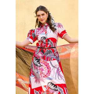 Ensemble de costume pour femme en coton et soie non cousu, 3 pièces, rouge - Product Image 5