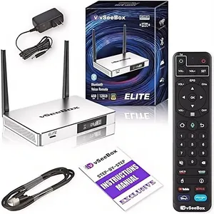 Новейшая версия VSeeBox Elis 2025 Android 10 TV Box 4 Гб ОЗУ 128 Гб ПЗУ, 8 К ультра HD высокая скорость, Модернизированный голосовой пульт