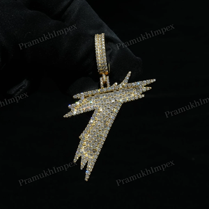 Vente en gros de pendentif en diamant de moissanite en argent 925 personnalisé lettre initiale design style hip hop plaqué or bijoux de rappeur pour la fête - Product Image 2