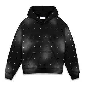 100% coton mélangé pull à capuche pour hommes respirant strass brodé conception soleil fondu Logo hiver basiques personnalisable - Product Image 1