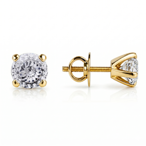 Pendientes Solitarios de Oro de 18K con Diamante Cultivado en Laboratorio de Corte Portugués, Engaste Martini, Joyería Elegante con Diamantes - Product Image 1