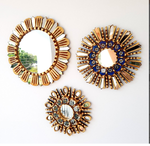 Espejos peruanos "Colección margaritas azul marfil"-Decoración interior-Espejo de pared-Decoración del hogar-Espejos decorativos - Product Image 2