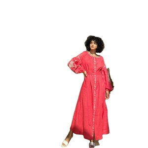 ชุดเดรสยาวสไตล์ยูเครนสำหรับผู้หญิงชุดชายหาดแขนยาวปักลายสำหรับฤดูร้อน - Product Image 1