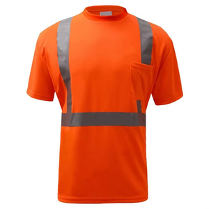 100% poliéster Hi Vis para camisetas de Polo camisas de trabajo de seguridad de construcción sólida rayas reflectantes bolsillo con cremallera comodidad de seguridad - Product Image 4