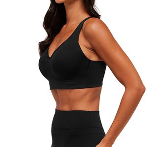 Sujetador deportivo de talla grande para mujer con cuello en V pronunciado y espalda cruzada, ropa deportiva de yoga, chaleco transpirable elástico en cuatro direcciones para gimnasio y running - Product Image 4