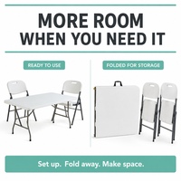 Ensemble table et chaises pliantes d'extérieur, portables, en métal, avec dossier haut, pour repas, réunions et formations