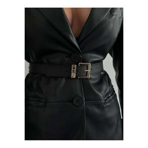 Ceinture pour femme avec boucle dorée, ceinture pour pantalon, ceinture pour veste, ceinture pour robe, ceinture pour chemise - Noir-doré - Product Image 4