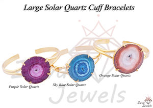 Joyería personalizada Natural azul cielo Solar cuarzo doble banda ajustable brazalete punta y galvanoplastia ajuste brazalete pulseras - Product Image 3
