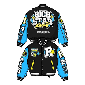 Veste universitaire Letterman vintage avec écusson brodé personnalisé Veste de baseball universitaire à manches en cuir PU de haute qualité - Product Image 2