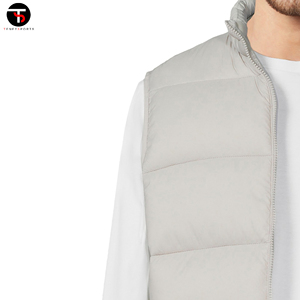 Vente en gros de gilet matelassé rembourré pour hommes avec logo personnalisé col Mandarin couleur unie service de vêtements d'extérieur coupe-vent produit tendance - Product Image 4