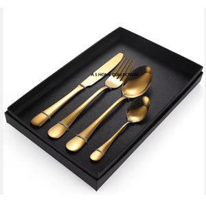 Juego de Cubiertos de Acero Inoxidable de Diseño Moderno, Mango con Acabado Dorado Pulido, Juego de Cubiertos de Lujo de Acero Espejado de Alta Calidad - Product Image 5