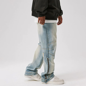 กางเกงยีนส์ลำลองทรงตรงสำหรับผู้ชาย, กางเกงยีนส์ลำลองฤดูหนาวทรงหลวมสไตล์วินเทจซักได้สตรีทแวร์ไซส์ใหญ่ - Product Image 4