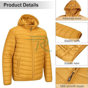 Razorts International Men's Winter Bomber <b>Jacket</b> Solid Color Stand Collar Zipper Front Windproof Nylon Casual Coat - Product Image 6