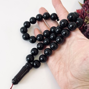 Misbaha en ambre baltique naturel, chapelet en ambre cerise, perles rondes - Product Image 3