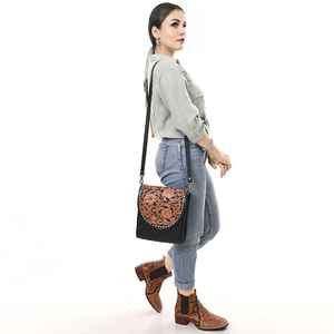 Bolso de Mano de Cuero Genuino con Diseño Occidental Acolchado y Grabado a Mano para Niñas, con Borla, Estilo Vintage, Calidad Premium - Product Image 3