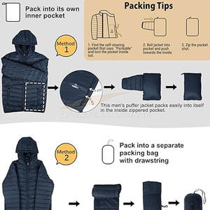 Chaquetas acolchadas ligeras con capucha para hombre de fabricante OEM abrigo hinchado resistente al agua cálido diseño personalizado Serigrafía - Product Image 3