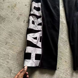 Latest Custom Digital Printing Letter Zipper <b>Elastic</b> <b>Waist</b> Breathable Waterproof High Street Style Regular Fit Cotton French <b>Men</b> - Product Image 4