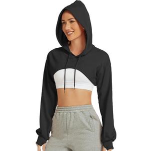 Sweat à capuche surdimensionné 300gsm Womens Crop Sweats à capuche épais et sweat-shirts Fleece Womens Sports Crop shirt pour filles - Product Image 2
