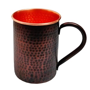 Cylindrical <b>Copper</b> <b>Mug</b> with Wrapped Handle Contemporary Metal Drinkware for Daily Use and Serving - Product Image 5
