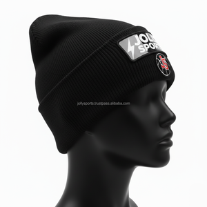 Gorro de invierno para mujer, gorro de punto acrílico, tejido elástico, logotipo personalizado, diseño de parche bordado, gorros de Jacquard de varios colores - Product Image 3