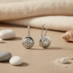 Pendientes Geométricos de Diamantes de Circonita Cúbica Chapados en Oro Rosa para Mujer, Regalo de Compromiso - Product Image 2
