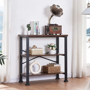 SUKAVINA Estantería de 3 Niveles, Estantería Corta Marrón Rústica con Marco de Metal, Estantería Baja para Sala de Estar, Dormitorio y Cocina - Product Image 3