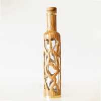 Bouteille en bois naturelle faite à la main, écologique, réutilisable, finition polie, motifs graphiques floraux, mignonne, multifonctionnelle, moderne, personnalisée