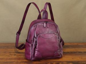 Ladies Vintage LBK-0054D Soft Leather Anti-Theft Security Backpack Casual Exquisite PU Logo Strap Zipper for School Travel - Product Image 6