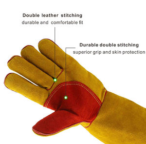 ถุงมือเชื่อมโลหะ ผลิตจากโรงงาน ราคาถูก คุณภาพสูง ถุงมือทำงาน ถุงมือเชื่อม ถุงมือป้องกัน ถุงมือเชื่อมเหลือง ขาย - Product Image 2