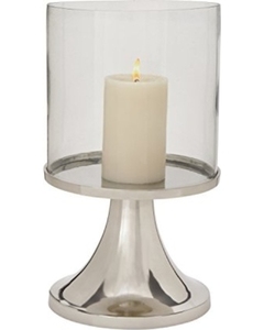Lanterne bougeoir moderne fini argent, centres de table de mariage en métal et verre combinés, lanterne décorative pour bougies - Product Image 3