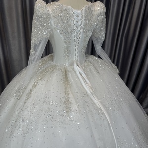 Jancember LSCM72 Vestido de Novia Brillante con Cuello Cuadrado y Cristales, Vestido de <span class=keywords><strong>Boda</strong></span> con Falda Abultada - Product Image 5