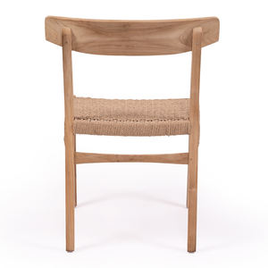 Silla de comedor de madera de teca maciza moderna, asiento de ratán de papel trenzado tejido, respetuoso con el medio ambiente para apartamento, Villa, uso de muebles para el hogar interior - Product Image 4