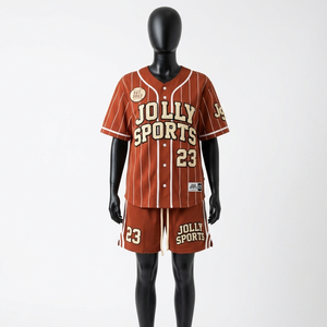 Women baseball jersey short set premium 180 GSM breathable mesh fabric <b>rust</b> pinstripe heat transfer custom logo Women's Sets - Product Image 1