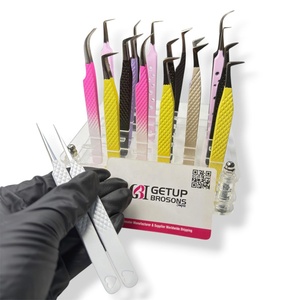 Pince à épiler pour extensions de cils en acier inoxydable, 90/45/Courbe, isolations multiples, revêtement en poudre, antistatique, prise parfaite, couleurs variées, personnalisable - Product Image 3