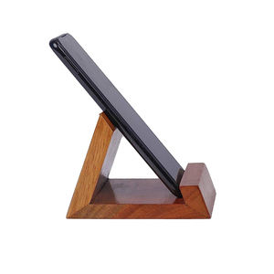 Trending design <b>crafted</b> brass inlay work wood mobile stand Mobile stand for desk Natural wooden cell phone - Product Image 2