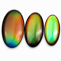 Manik-manik Kaca Oval Cabochon 10 Buah Manik-manik Longgar Tanpa Lubang Berubah Warna untuk Pembuatan Perhiasan Ornamen Perlengkapan Kerajinan DIY