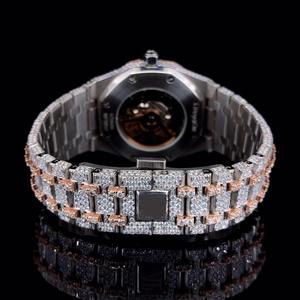 Vente chaude montre-bracelet pour hommes de haute qualité VVS Moissanite diamant bande en acier inoxydable mouvement à Quartz glacé Hip Hop 40mm Antique - Product Image 3