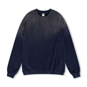 Sweat-shirt uni ample et dégradé en coton 100% de qualité supérieure pour hommes, sweat-shirt à capuche décontracté à col rond de style américain pour l'hiver en vrac - Product Image 1