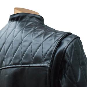 Veste de motard d'hiver décontractée à col montant pour hommes en cuir d'agneau véritable noir avec fermeture à glissière ODM Type d'approvisionnement - Product Image 3