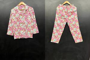 Conjunto de Pijama de Algodón 100% con Cintura Elástica para Hombre y Mujer |   Ropa de Dormir Transpirable y Suave para Verano/Otoño/Primavera con Logotipo Frontal al por Mayor - Product Image 2