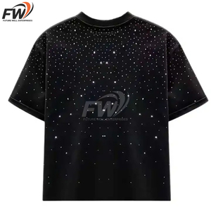 Camiseta Personalizada con Pedrería al por Mayor para Hombre / Camiseta Extra Grande con Pedrería y Patrón Antiarrugas de Manga Corta - Product Image 1
