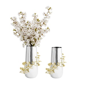 Modern Decorative Aluminium Gourd Shape Home Decor Golden Metal <b>Flower</b> Vase Handcrafted For Living Room Office Tabletop <b>Ornament</b> - Product Image 6