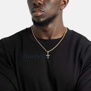 18K Chapado en oro 925 Plata de Ley Chapado en oro blanco VVS Moissanite Diamante Hombres Collares Moissanite Micro Cruz Celta Colgante - Product Image 3