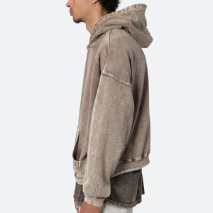 Custom Men's Winter Hoodies Drop Shoulder Functional Pockets Casual Pullover Oversize Hooded Sweatshirts Heavyweight 100% Cotton - Product Image 2