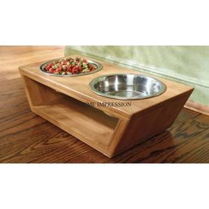 Nouveau cadre en bois brun de qualité supérieure en acier inoxydable poli Inserts Double bol pour animaux de compagnie ensemble surélevé chien chat mangeoire support de luxe - Product Image 5